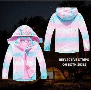 💓 Rain Jacket Lightweight Waterproof Hooded Fleece Lined Raincoat Windbreaker